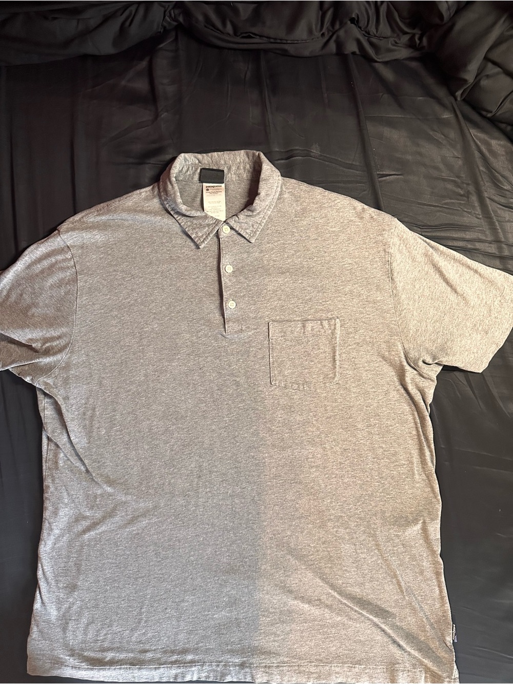 Patagonia Organic Cotton Gray Pocket Polo Shirt Men’s XL Short Sleeve